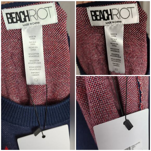 BEACH RIOT Callie Sweater & Balboa Shorts Americana Stars Set Size XL Blue - Picture 5 of 16